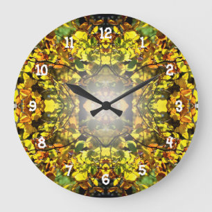 Grande Horloge Ronde Feuilles à l'automne