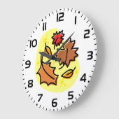 Grande Horloge Ronde Feuilles d'automne Tombe Coloré Art de la feuille  (Angle)