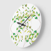 Grande Horloge Ronde Feuilles de Green (Angle)