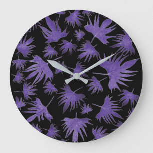 Grande Horloge Ronde Feuilles de vigne canarienne violet