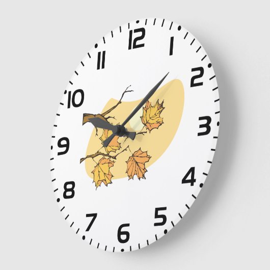 Grande Horloge Ronde Feuilles d'érable d'automne avec Branches et couch (Angle)