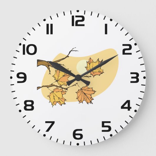 Grande Horloge Ronde Feuilles d'érable d'automne avec Branches et couch (Recto)