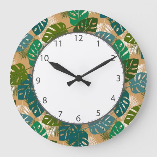 Grande Horloge Ronde Feuilles des îles tropicales (Recto)