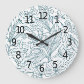 Grande Horloge Ronde Feuilles d'Hibiscus floral simple et élégant | (Recto)