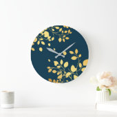 Grande Horloge Ronde Feuilles d'or 8 (Maison)