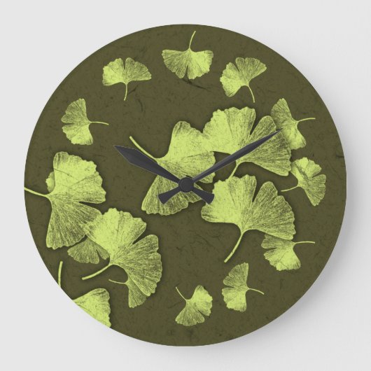 Grande Horloge Ronde Feuilles Ginkgo (Recto)