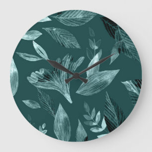 Grande Horloge Ronde Feuilles mortes aquarelle 10