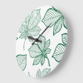 Grande Horloge Ronde Feuilles stylisés 5 (Angle)