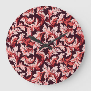 Grande Horloge Ronde Feuilles vintages Spiral Baroque, Texturé.