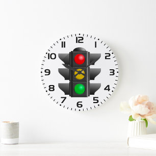 Grande Horloge Ronde Feux de circulation Signal rouge jaune vert