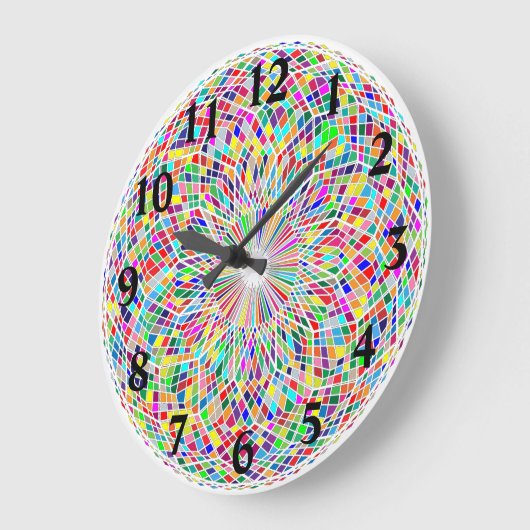 Grande Horloge Ronde Fibonacci en verre tendu (Angle)