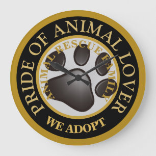 Grande Horloge Ronde Fierté de l'Amoureux des animaux Premium Watch