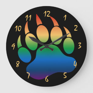 Grande Horloge Ronde Fierté d'ours gay noir