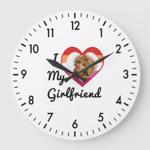 Grande Horloge Ronde Fierté lesbienne Photo personnalisée J'aime ma pet