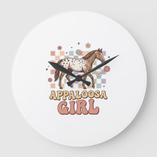 Grande Horloge Ronde Fille Appaloosa Vintage Cheval Occidental T-Shirt