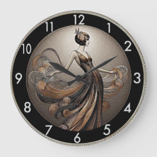 Grande Horloge Ronde Fille Art Déco