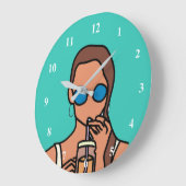 Grande Horloge Ronde Fille bubble thé ado moderne (Angle)