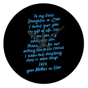 Grande Horloge Ronde Fille en droit à ma chère fille en droit