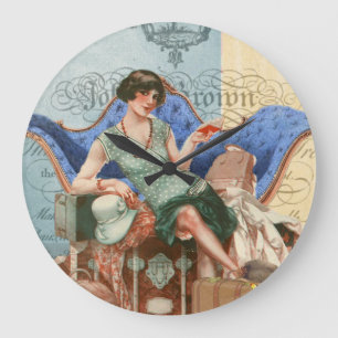 Grande Horloge Ronde Fille Flapper Vintage à Paris