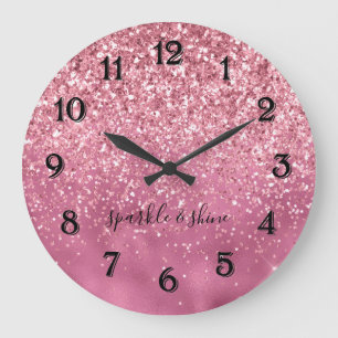 Grande Horloge Ronde Fille Glitz Glam Parties scintillant rose étincel
