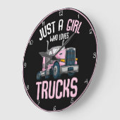 Grande Horloge Ronde Fille qui aime les camions (Angle)