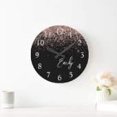 Grande Horloge Ronde Fille Rose noir or bleu Parties scintillant rose M (Maison)