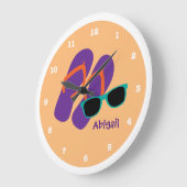 Grande Horloge Ronde Fille tongs lunettes de soleil Ajouter un nom (Angle)