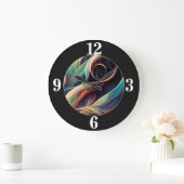 Grande Horloge Ronde Fils Abstraits colorés (Maison)
