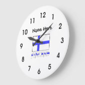 Grande Horloge Ronde Finland and Finnish Flag with Your Name (Angle)