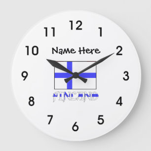 Grande Horloge Ronde Finland and Finnish Flag with Your Name