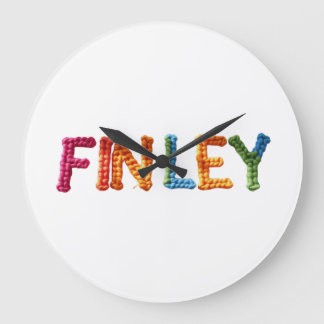 Grande Horloge Ronde FINLEY Nom dans le Motif Crochet animé