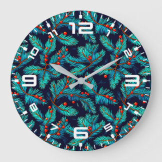 Grande Horloge Ronde Fir de Noël Motif-82397