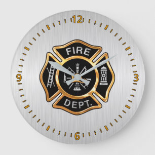 Grande Horloge Ronde Fire Department Badge Gold and Silver