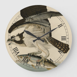 Grande Horloge Ronde Fish Hawk, Osprey, d'Audubon's Birds of America