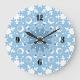 Grande Horloge Ronde Flacon de neige bleu clair d'hiver sans joint