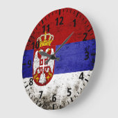 Grande Horloge Ronde Flag Black Grunge Serbia (Angle)