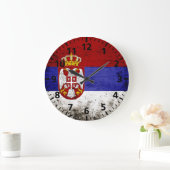 Grande Horloge Ronde Flag Black Grunge Serbia (Maison)