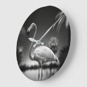 Grande Horloge Ronde Flamant rose dans une piscine (Angle)