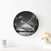 Grande Horloge Ronde Flamant rose dans une piscine (Maison)