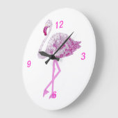 Grande Horloge Ronde Flamant rose gloire (Angle)