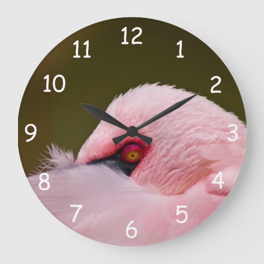 Grande Horloge Ronde Flamant rose oeil (Recto)