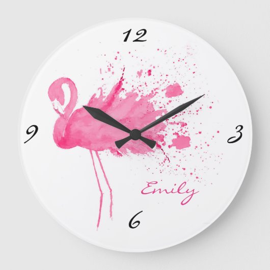 Grande Horloge Ronde Flamant rose rose (Recto)
