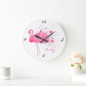 Grande Horloge Ronde Flamant rose rose (Maison)