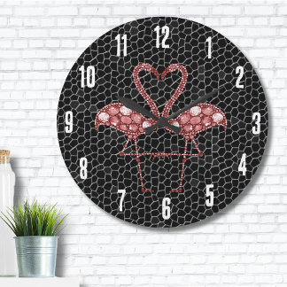 Grande Horloge Ronde Flamant rose rose