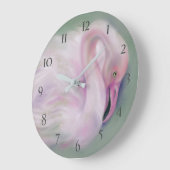 Grande Horloge Ronde Flamant rose rose doux Pastel (Angle)