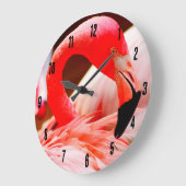 Grande Horloge Ronde Flamant rose rose Tropical (Angle)