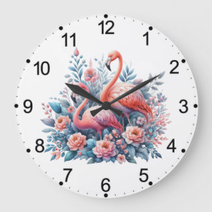 Grande Horloge Ronde Flamingo Rose Sublimation