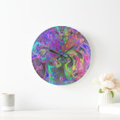 Grande Horloge Ronde Flamme de couleur - Turquoise Abstraite Violet Dev (Maison)