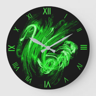 Grande Horloge Ronde Flamme verte avec des chiffres romains de chaux Ho