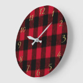 Grande Horloge Ronde Flannel Buffalo Plaid Red lumberjack texture 1 (Angle)
